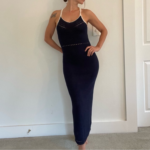 Mango MNG Handmade Crochet Maxi Dress Vacation Resort - Picture 4 of 10